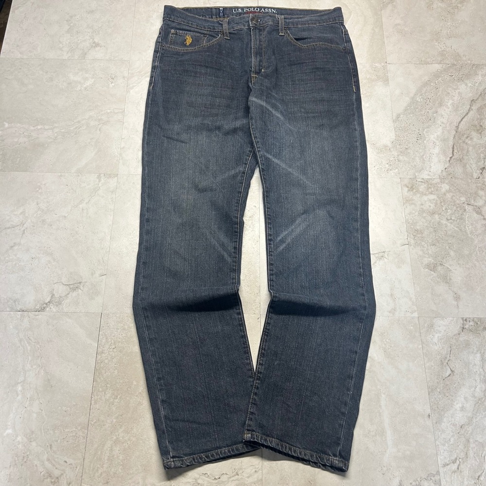 U.S. Polo Assn Denim Co Blue Straight Leg Jeans Mens 33x32 Dark Wash Stretch